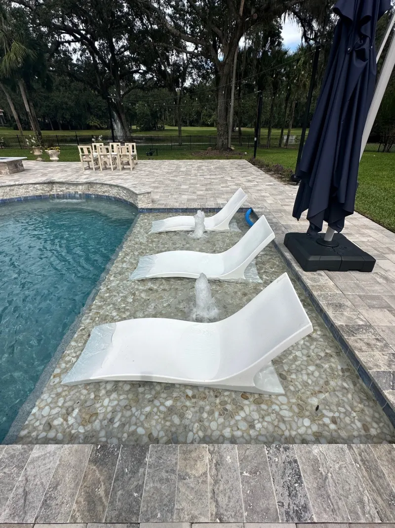 Signature sun shelf detail in a custom pool — Next Level Pools and Spas 10